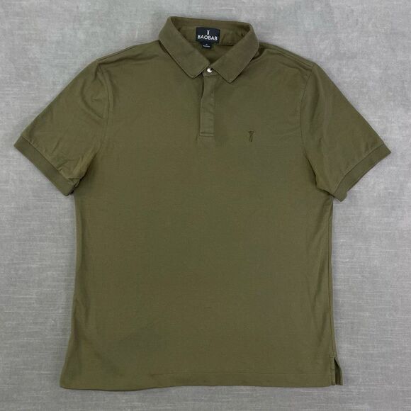 BAOBAB The Perfect Polo Shirt Mens Medium Olive Green Pima Cotton Golf Preppy - Picture 1 of 11